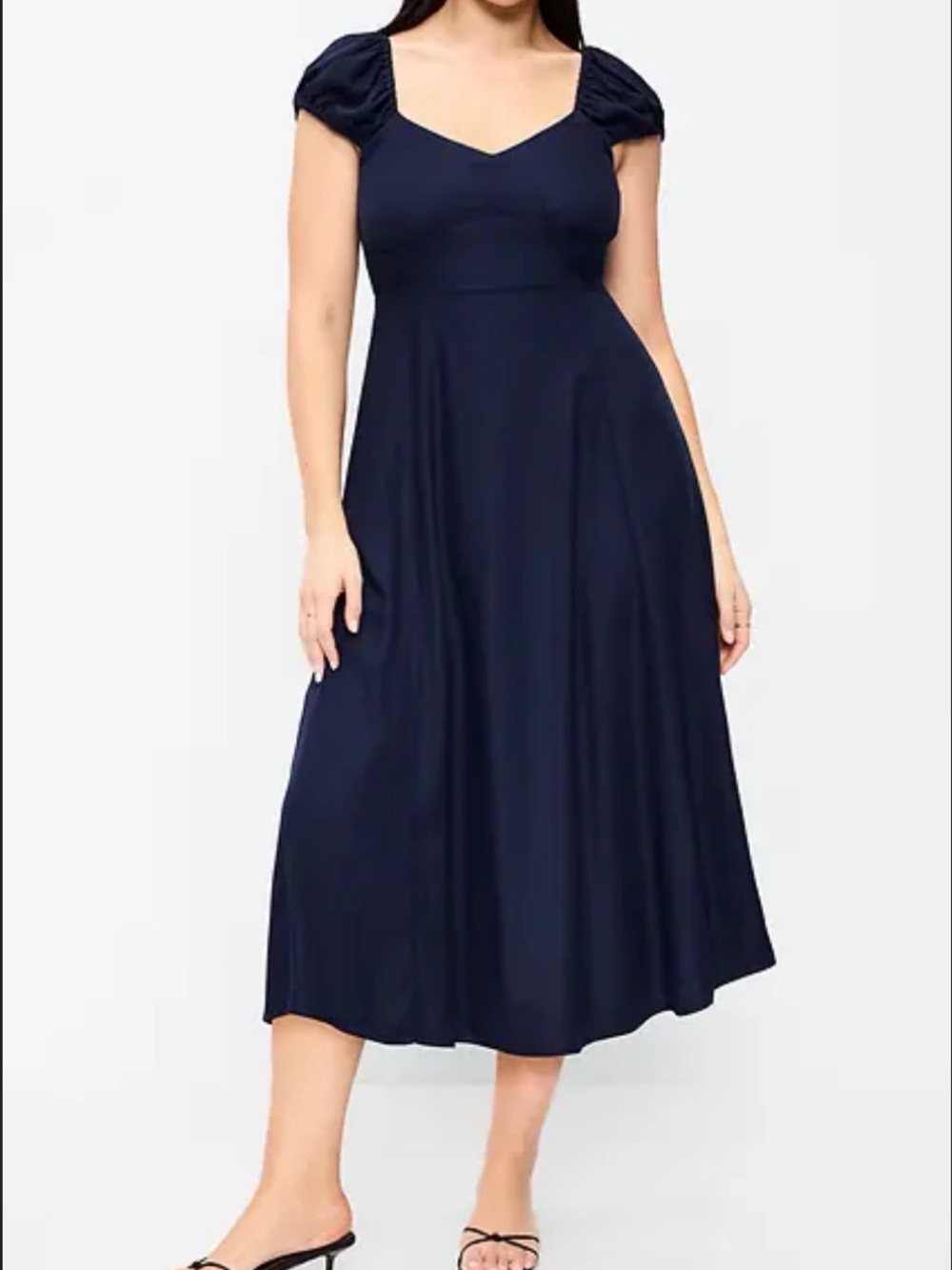 Old Navy Navy Puff-Sleeve Sweetheart Midi Dress